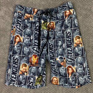 Marvel Avengers Boardshorts Men's Large Swim Trunks Shorts 2012 Mesh Lined Liner